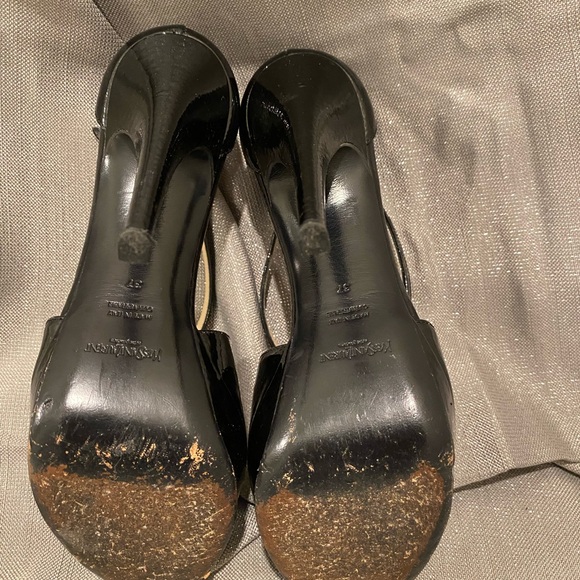 Yves Saint Laurent Black Patent Leather Peep-Toe Heels - Picture 7 of 7